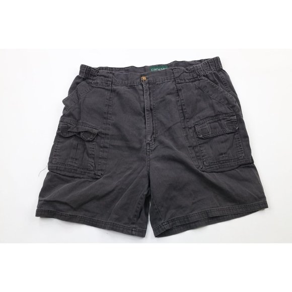 Vintage 90s Streetwear Mens Size 36 Faded Above Knee Cargo Shorts Cotton Black - Picture 1 of 9